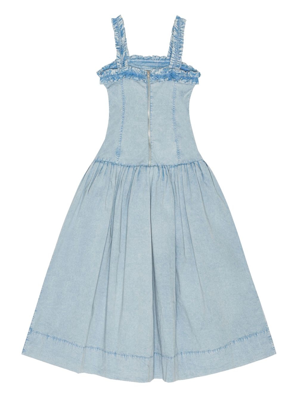 ruffle-detail midi dress - 6
