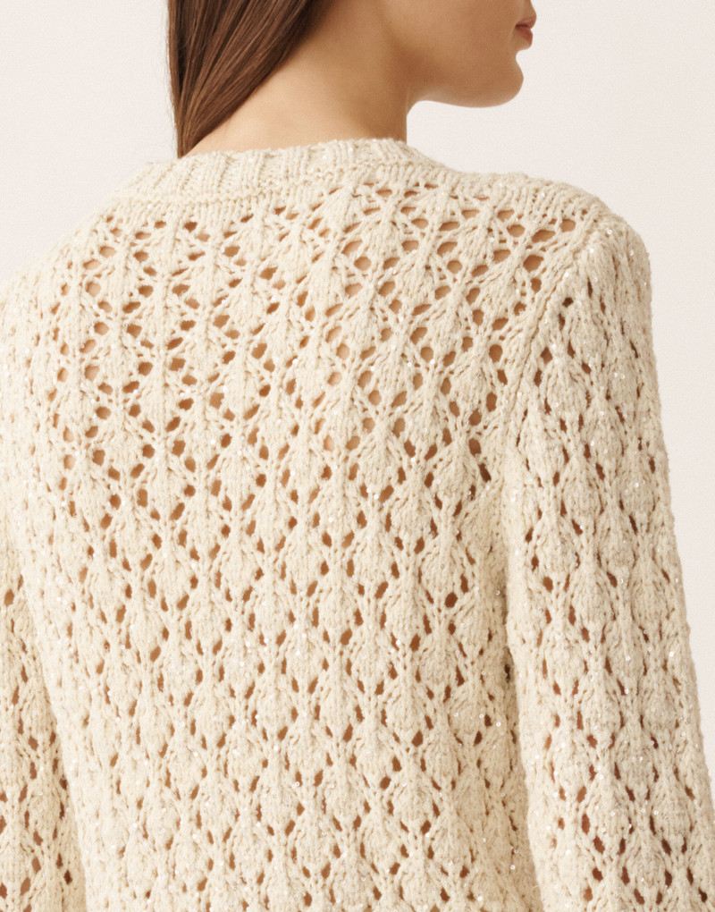 Cotton ribbon sweater with sequins 5