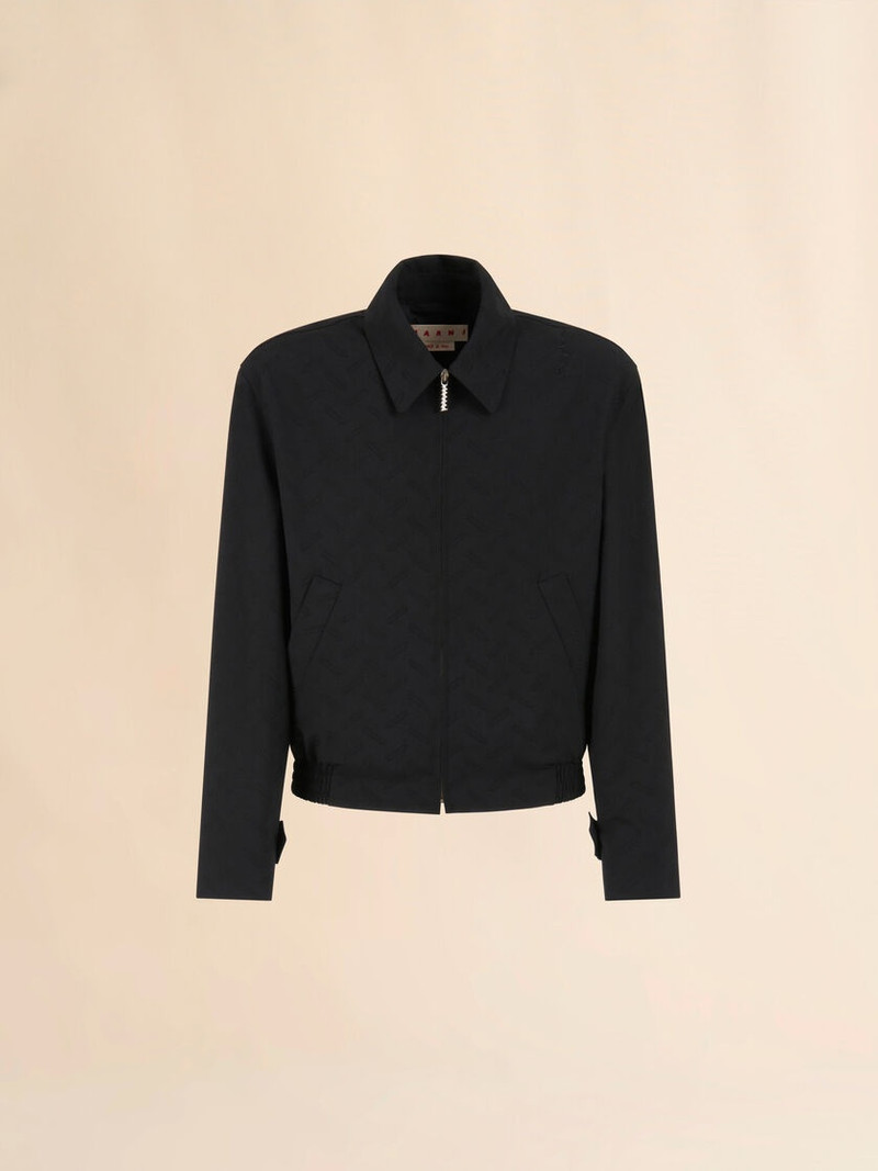 BLACK WOOL JACKET WITH JAQAURD CONFETTI MOTIF 1