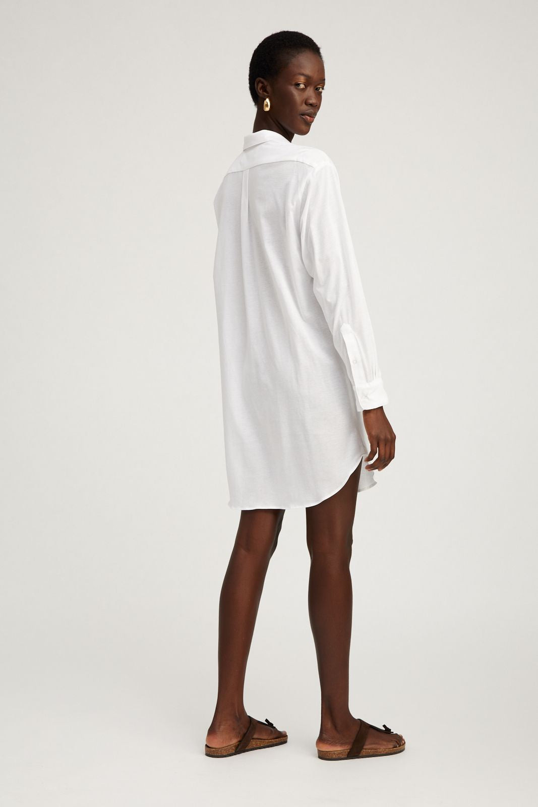 WHITE BUTTON DOWN MINI DRESS - 3