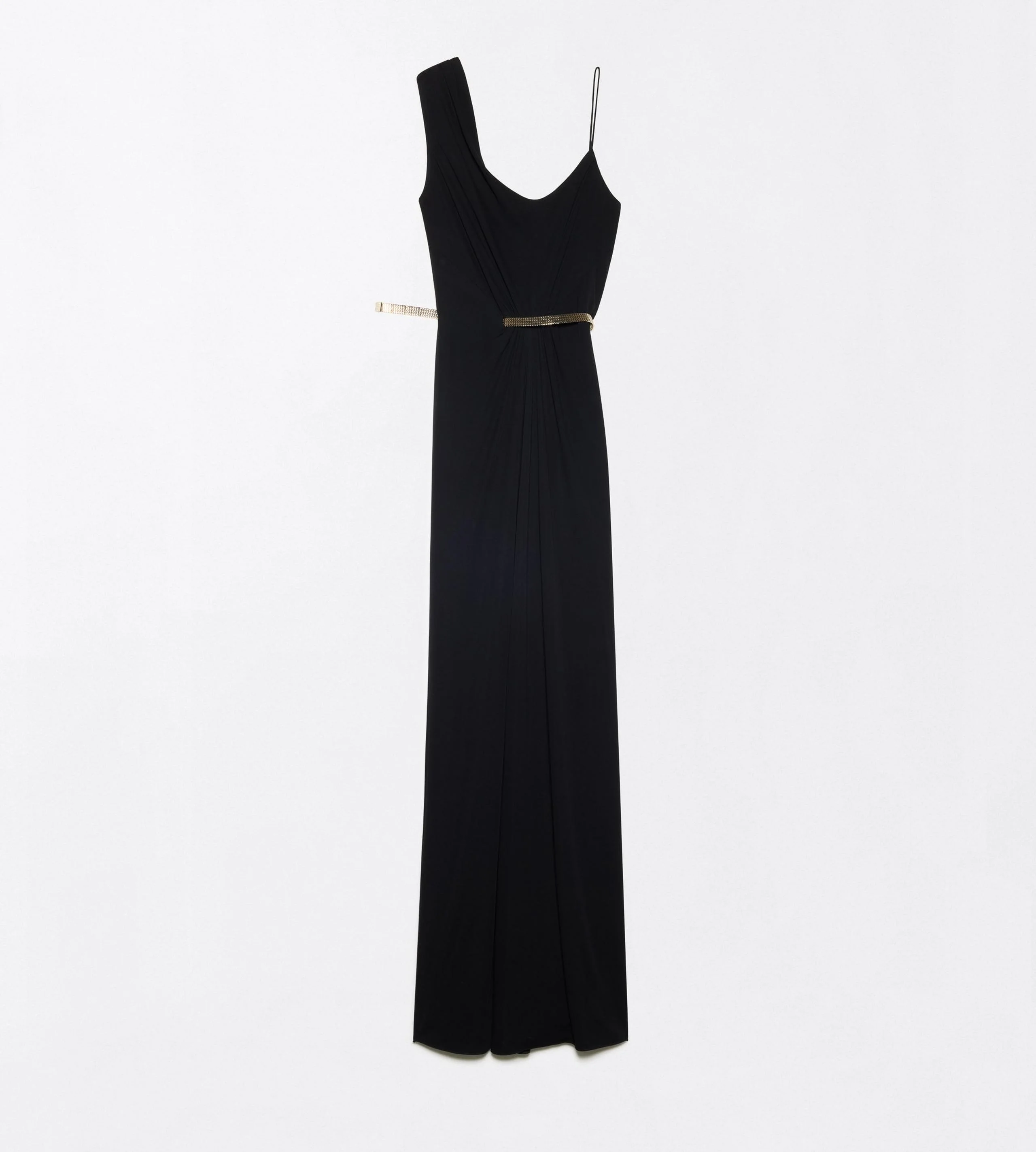 CREPE JERSEY ASYMMETRIC DRAPED EVENING DRESS - 1