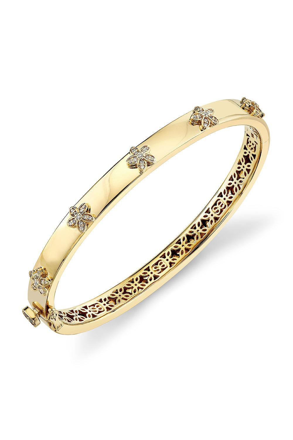 Diamond Flower Bangle Bracelet - 1
