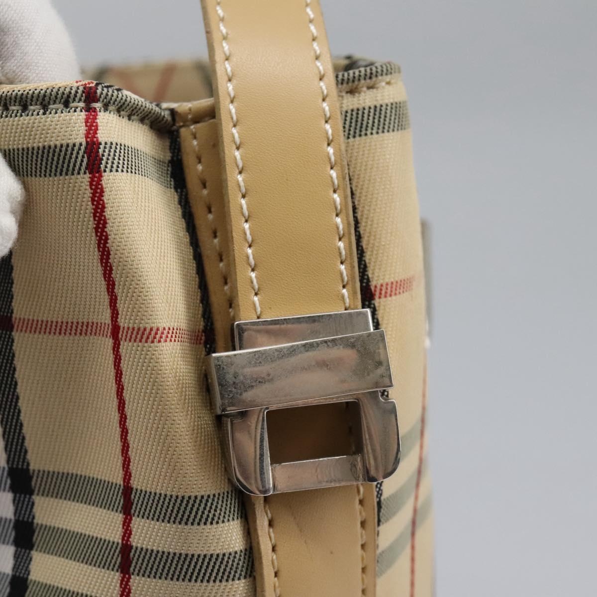 Burberry Nova Check Blue Label Shoulder Bag Canvas Beige Silver - 11
