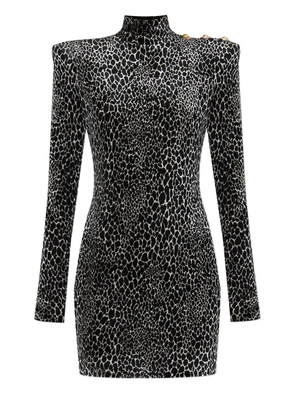 padded-shoulder animal-print dress - 1