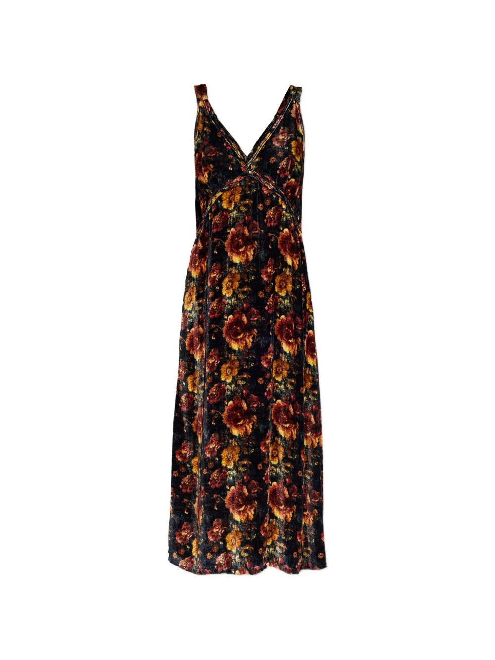 V-neck floral-print midi dress - 1