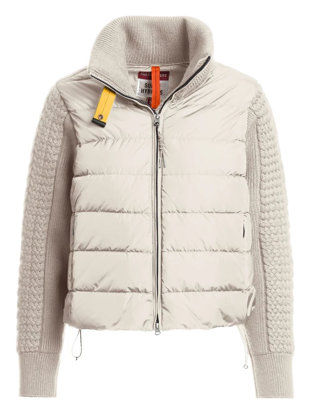 quilted knitted-sleeve jacket - 1