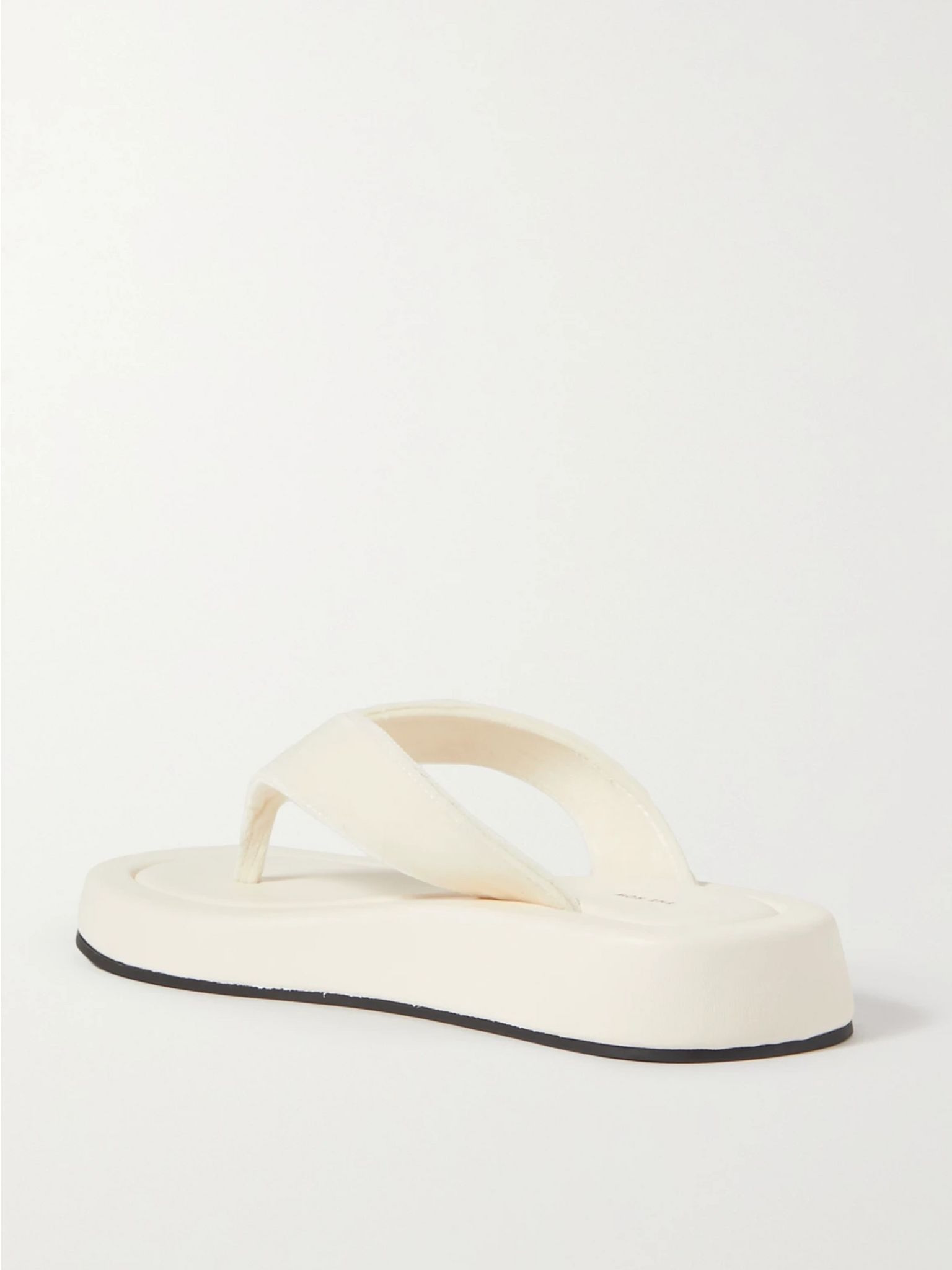 Ginza leather and velvet platform flip flops Off-white - 3