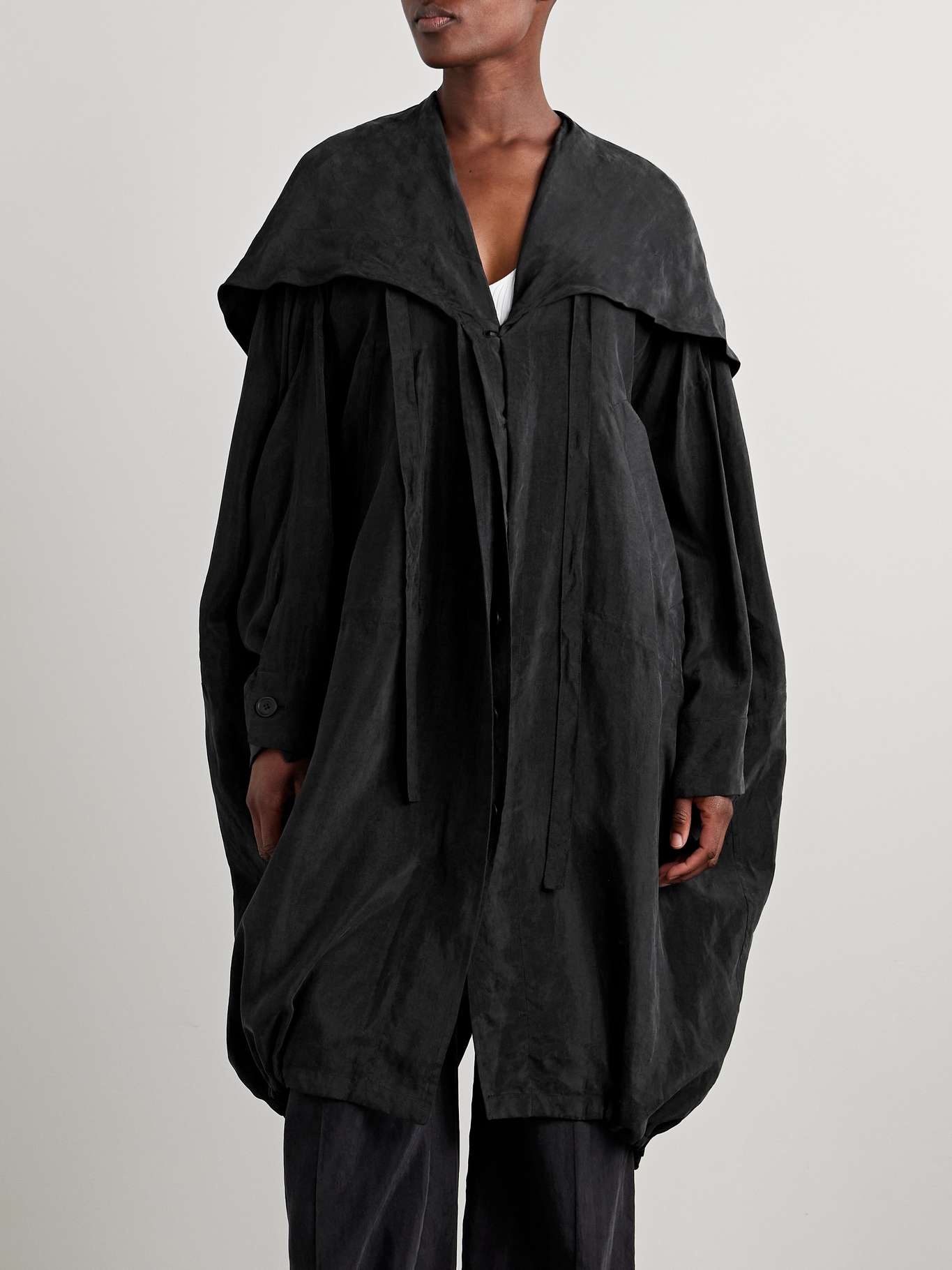Oversized hooded TENCEL™ Lyocell jacket Black - 3