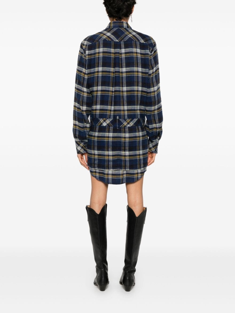 plaid-check mini dress - 4