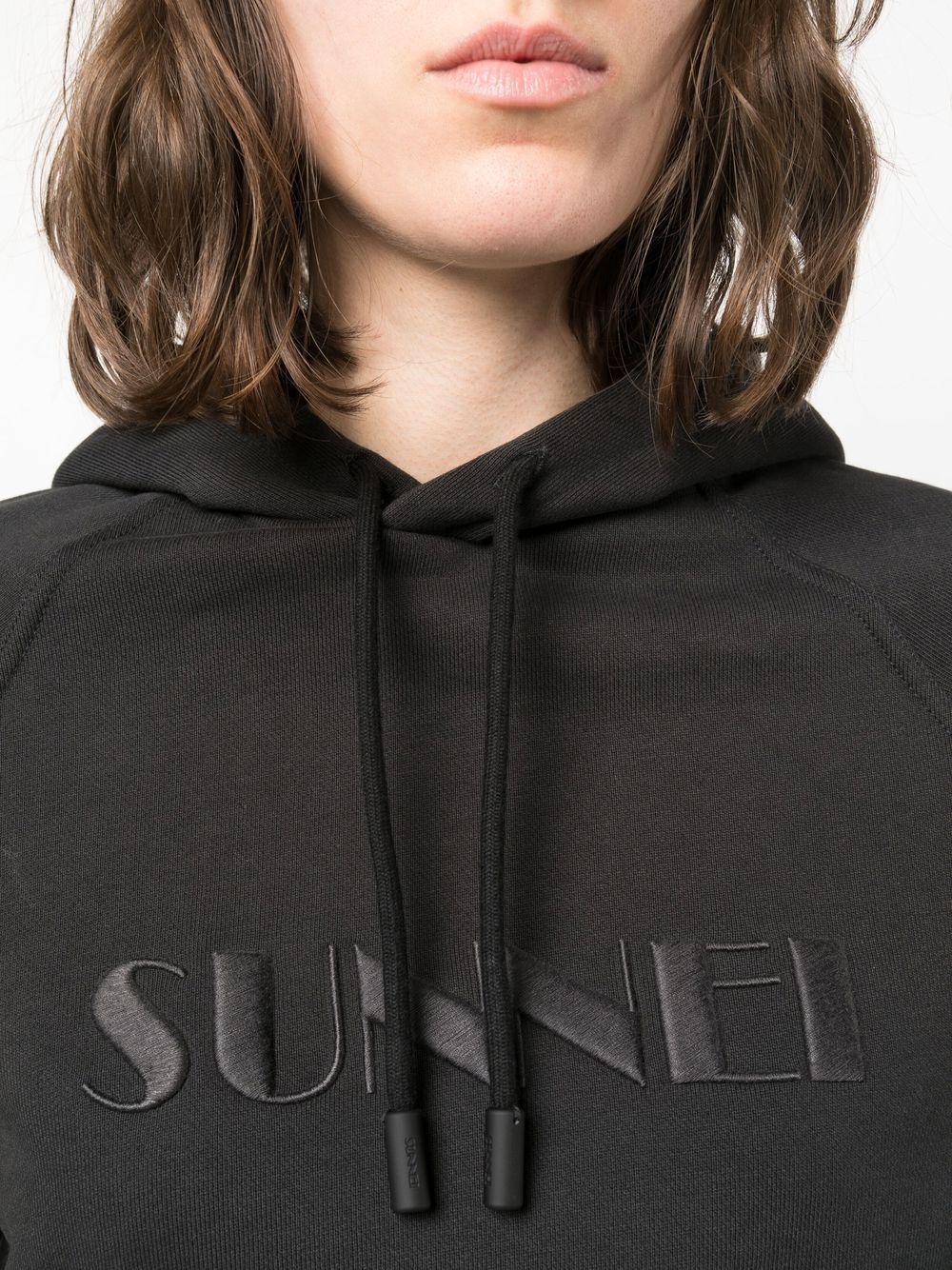 embroidered-logo cropped hoodie - 5