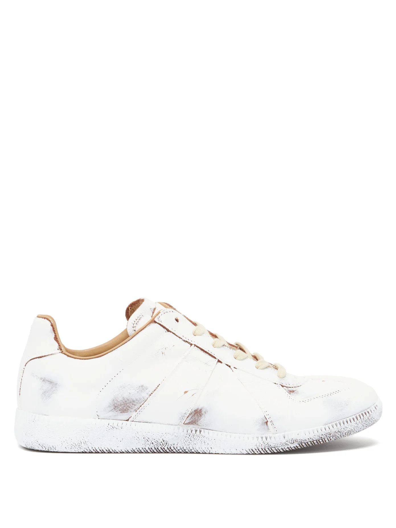 Replica Bianchetto-painted leather trainers - 1