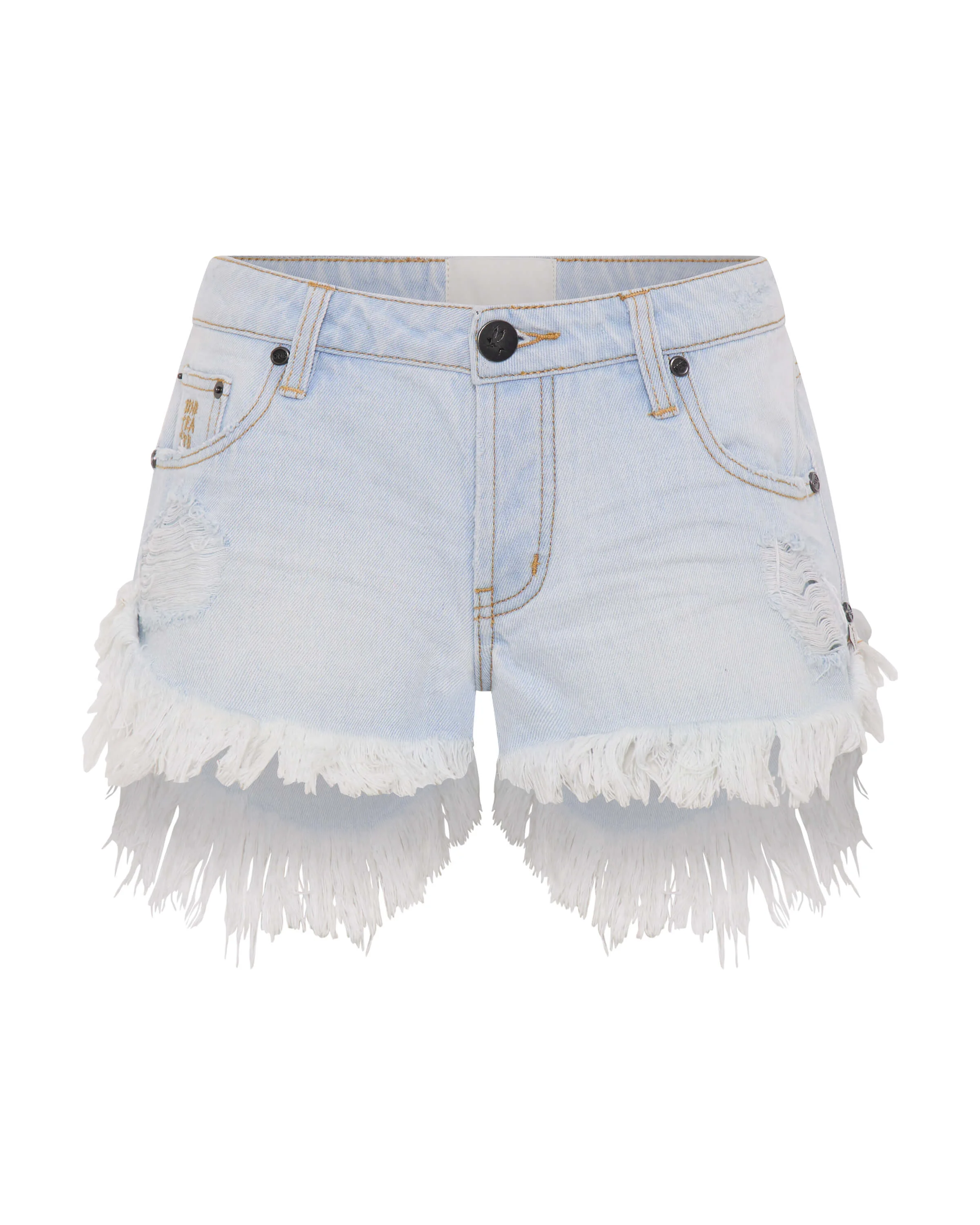 Dukes Low Waist Mini Denim Shorts - Cyber Blue - 1