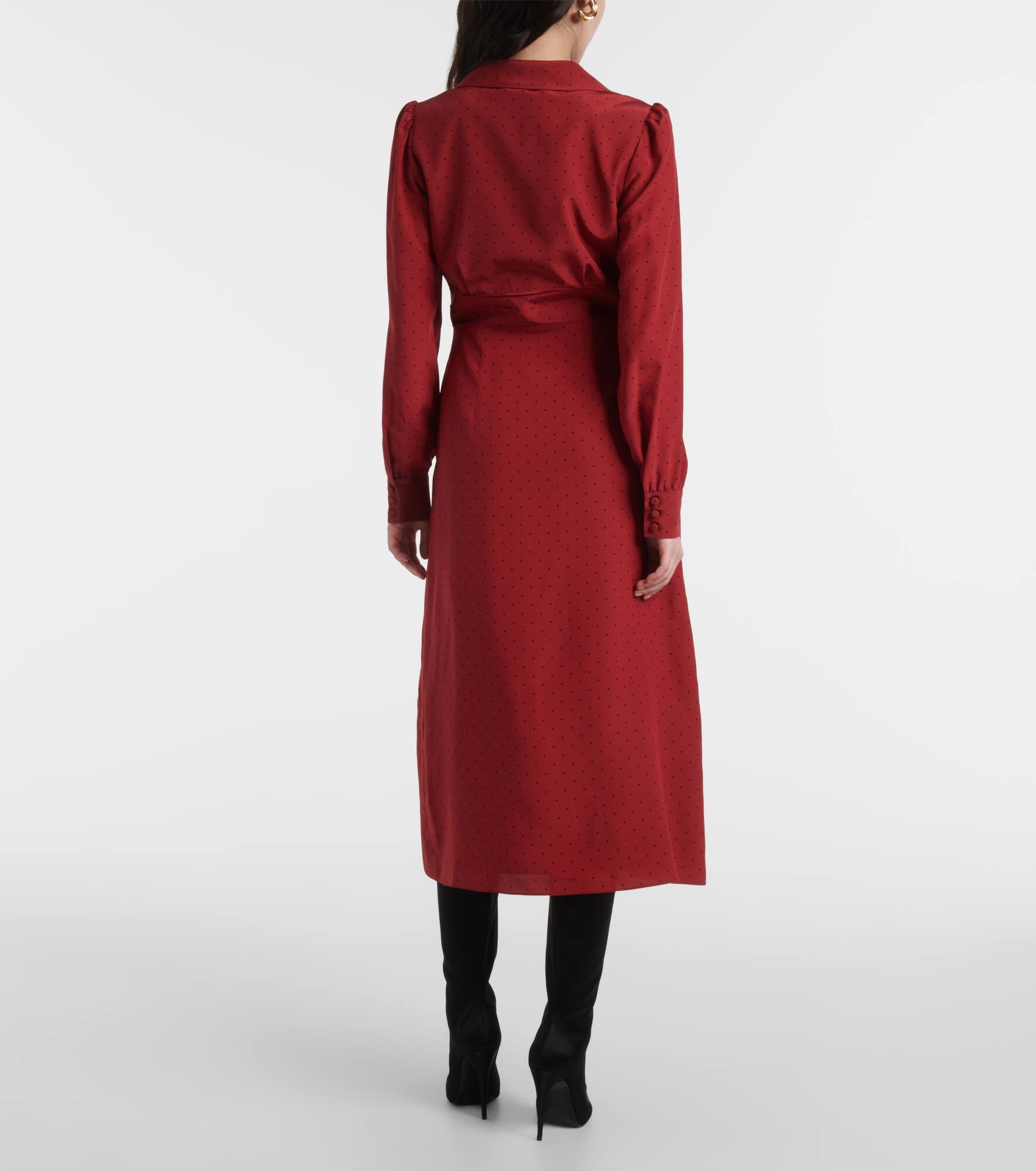 Polka-dot silk midi dress - 3