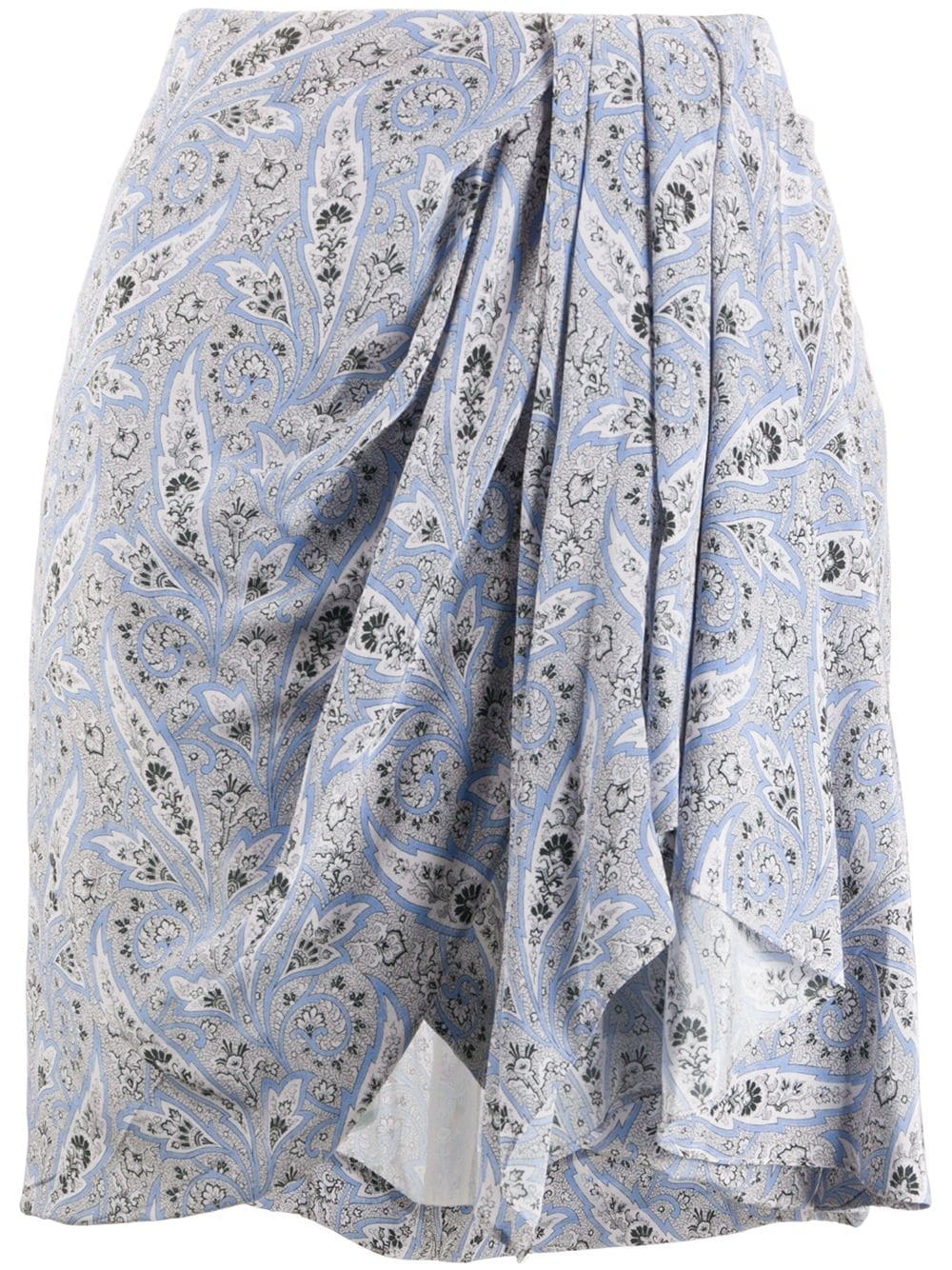 paisley draped mini silk skirt - 1