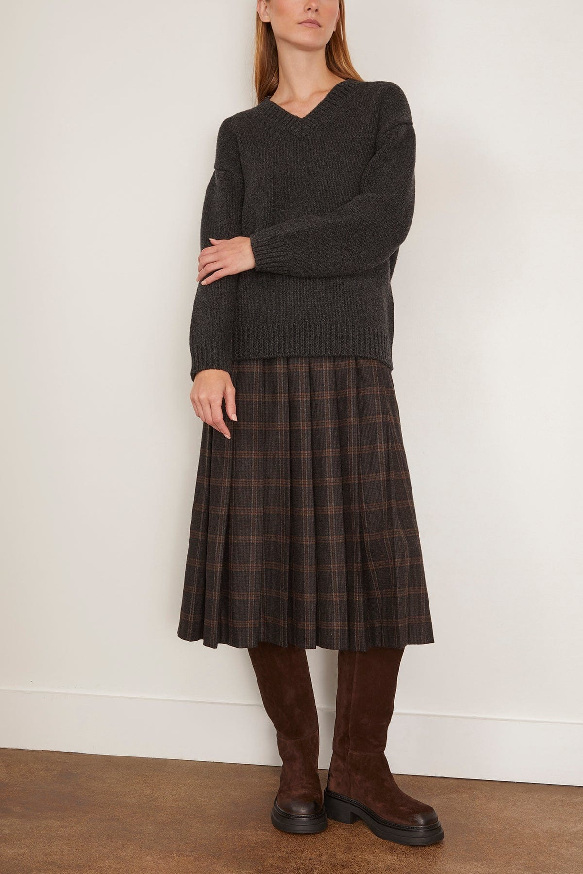 Monroe Wool Plaid Combo Sweater Dress in Multi - 3