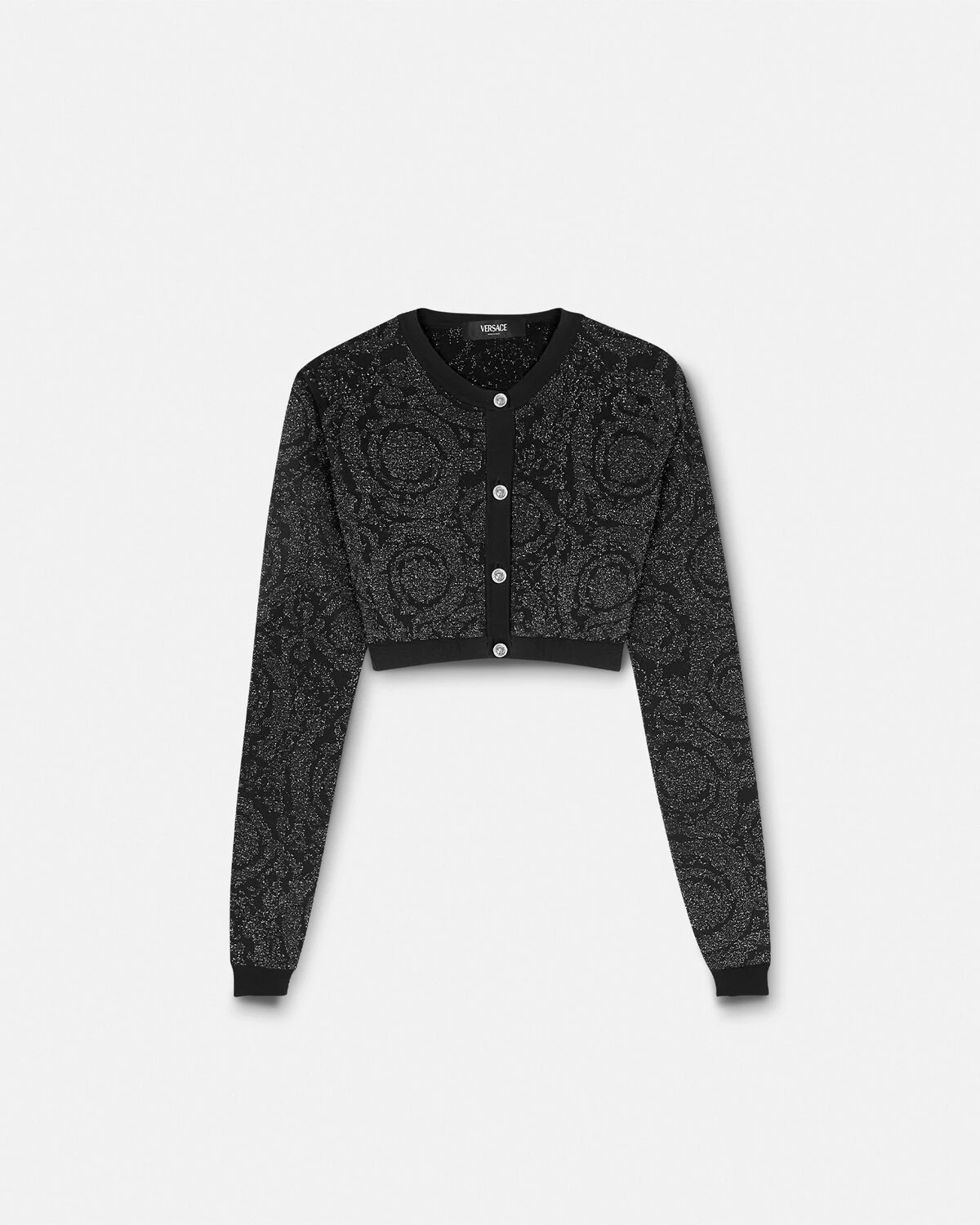 Barocco Lurex Crop Knit Cardigan - 1