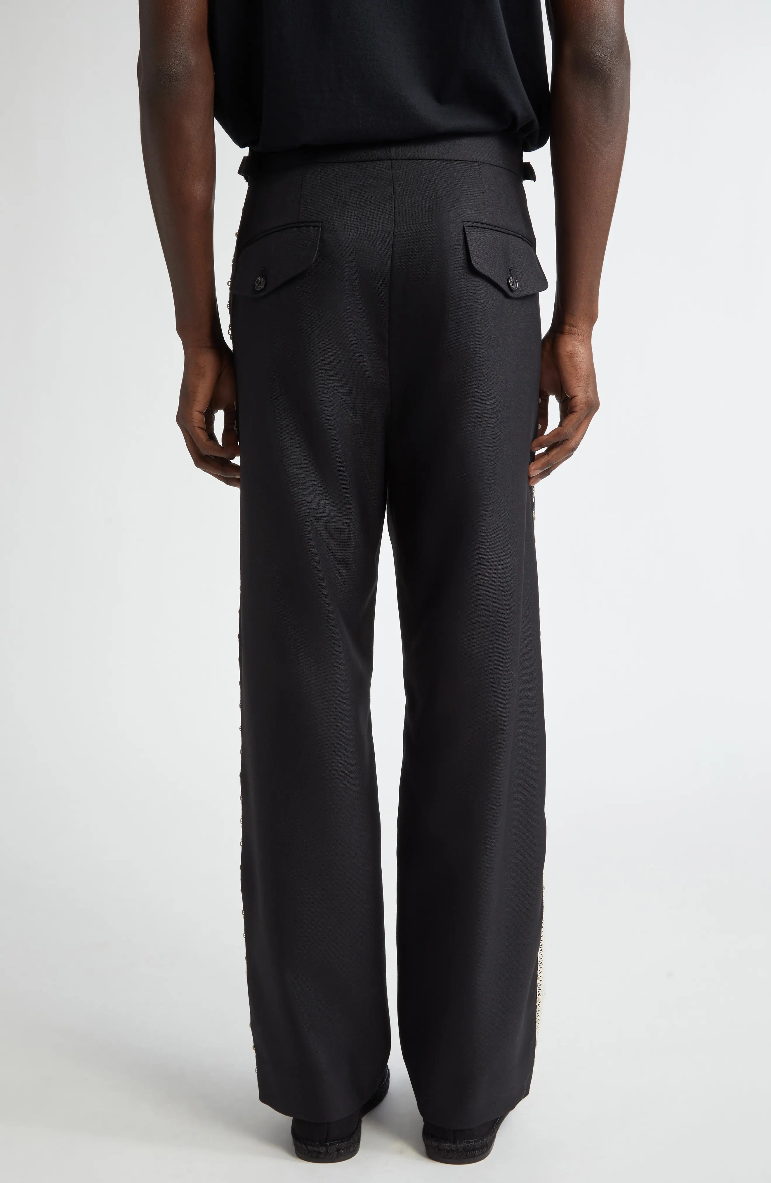 Lacework Side Buckle Wool Trousers - 3