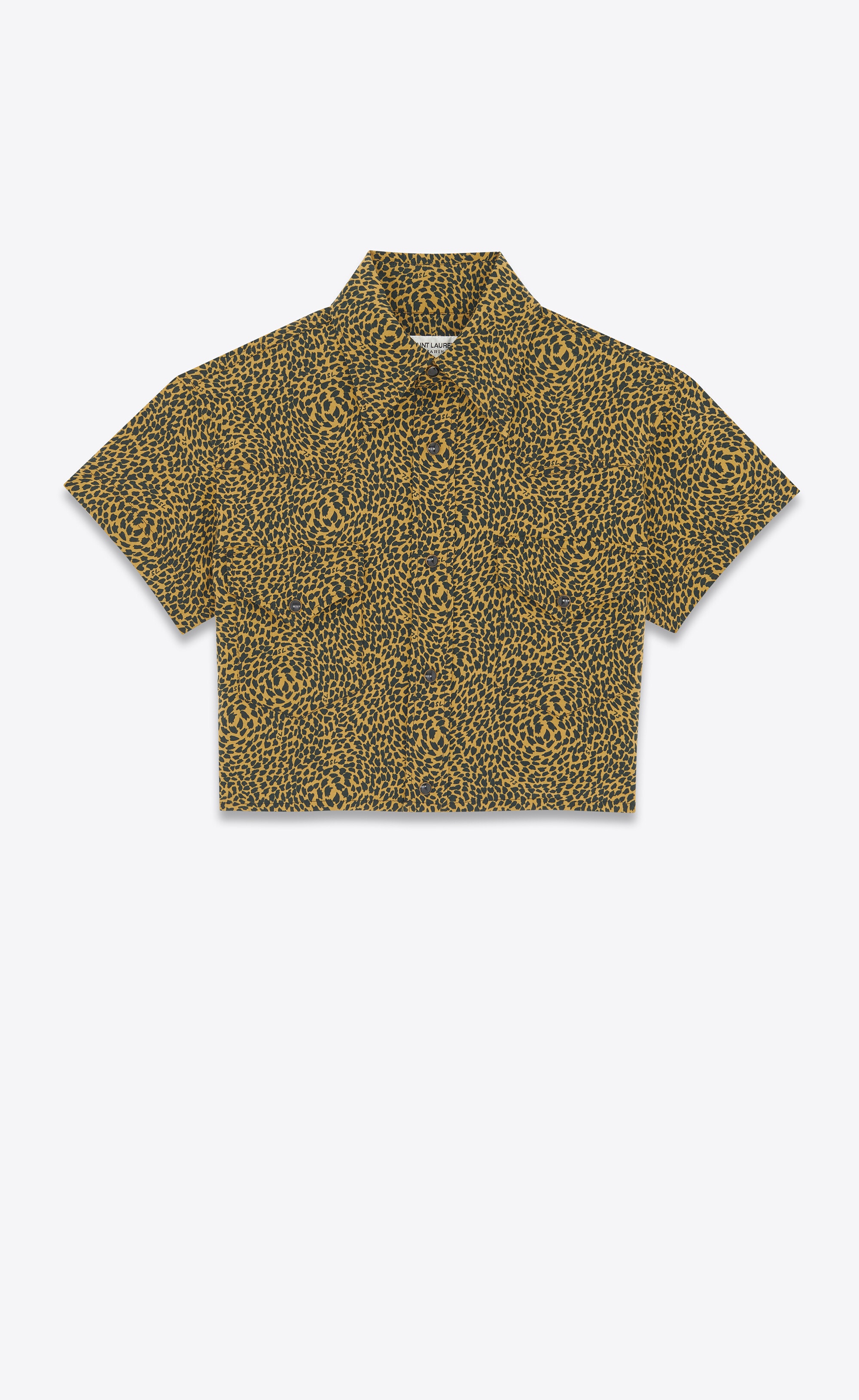 leopard-print cropped shirt - 1