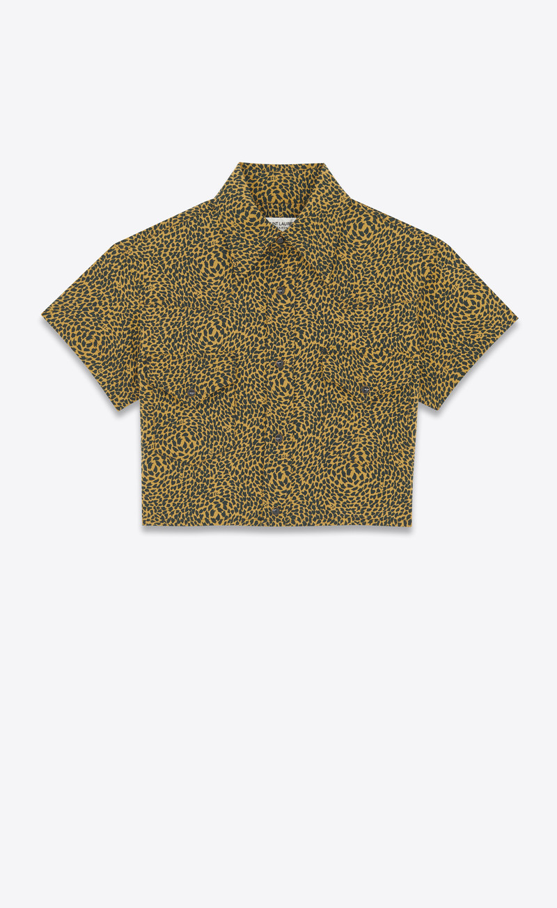 leopard-print cropped shirt - 1