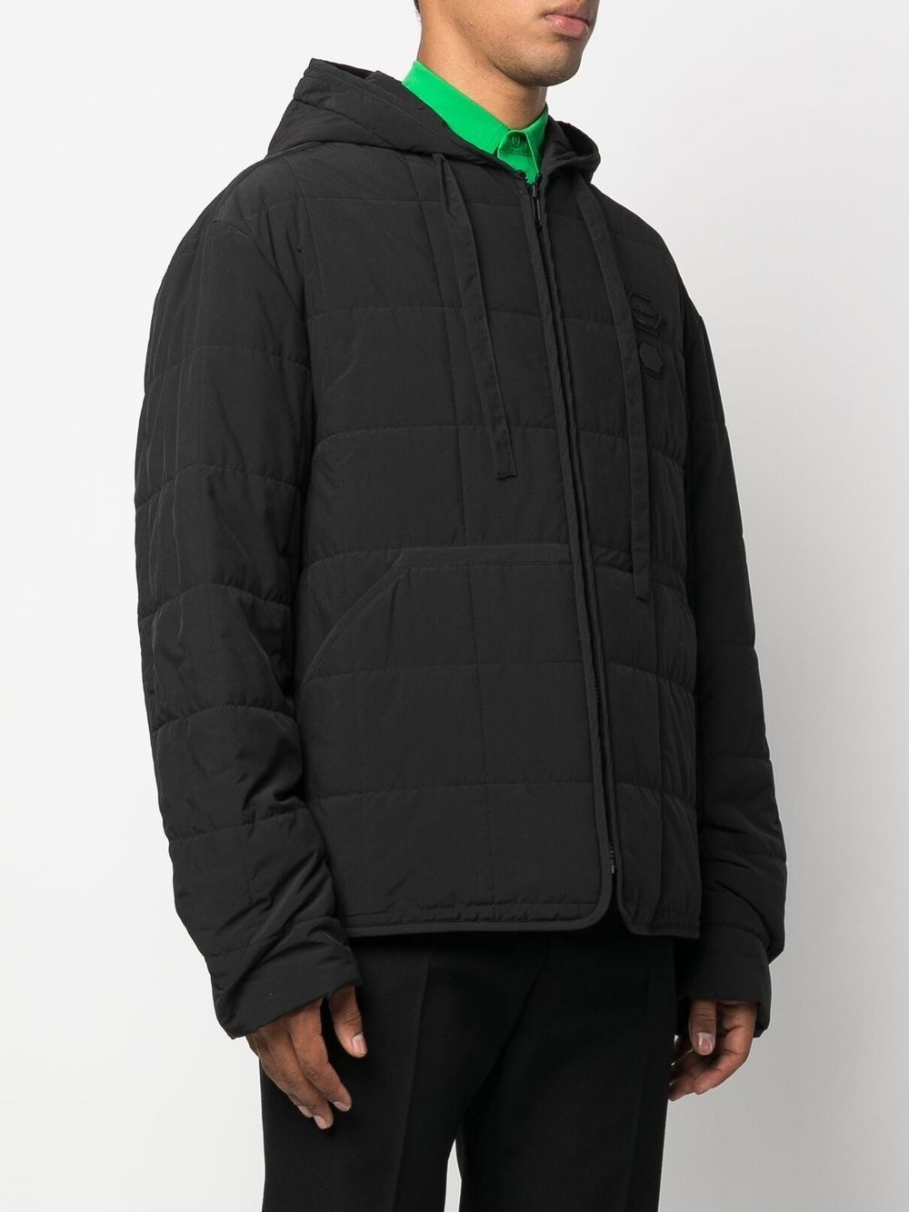 logo patch quilted jacket - 3