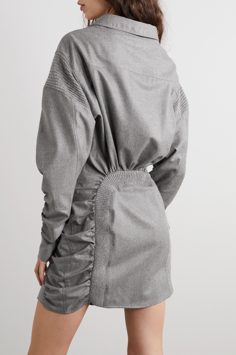Wren ruched wool mini shirt dress 4