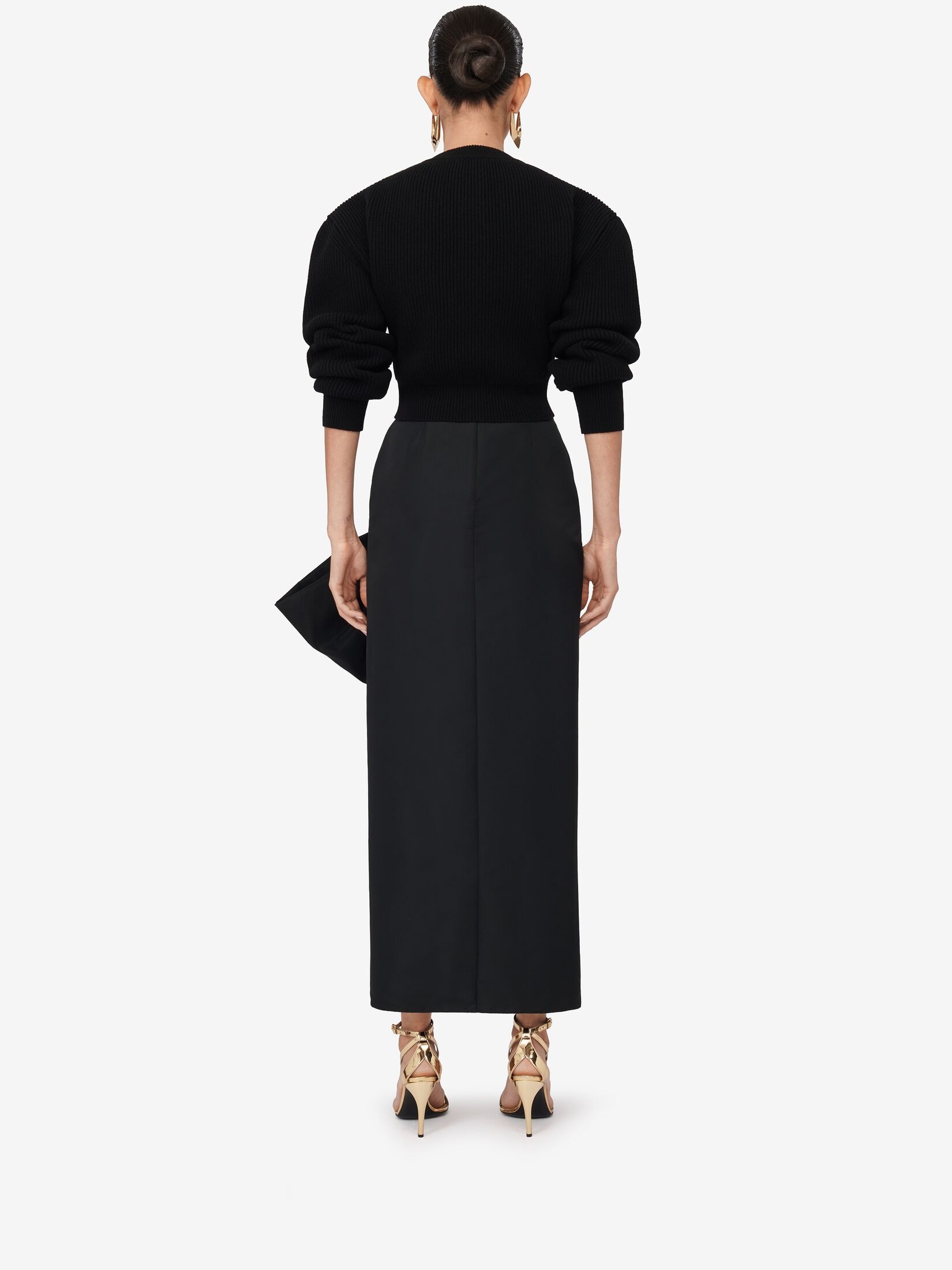 Women's Bow Detail Slim Skirt in Black - 4