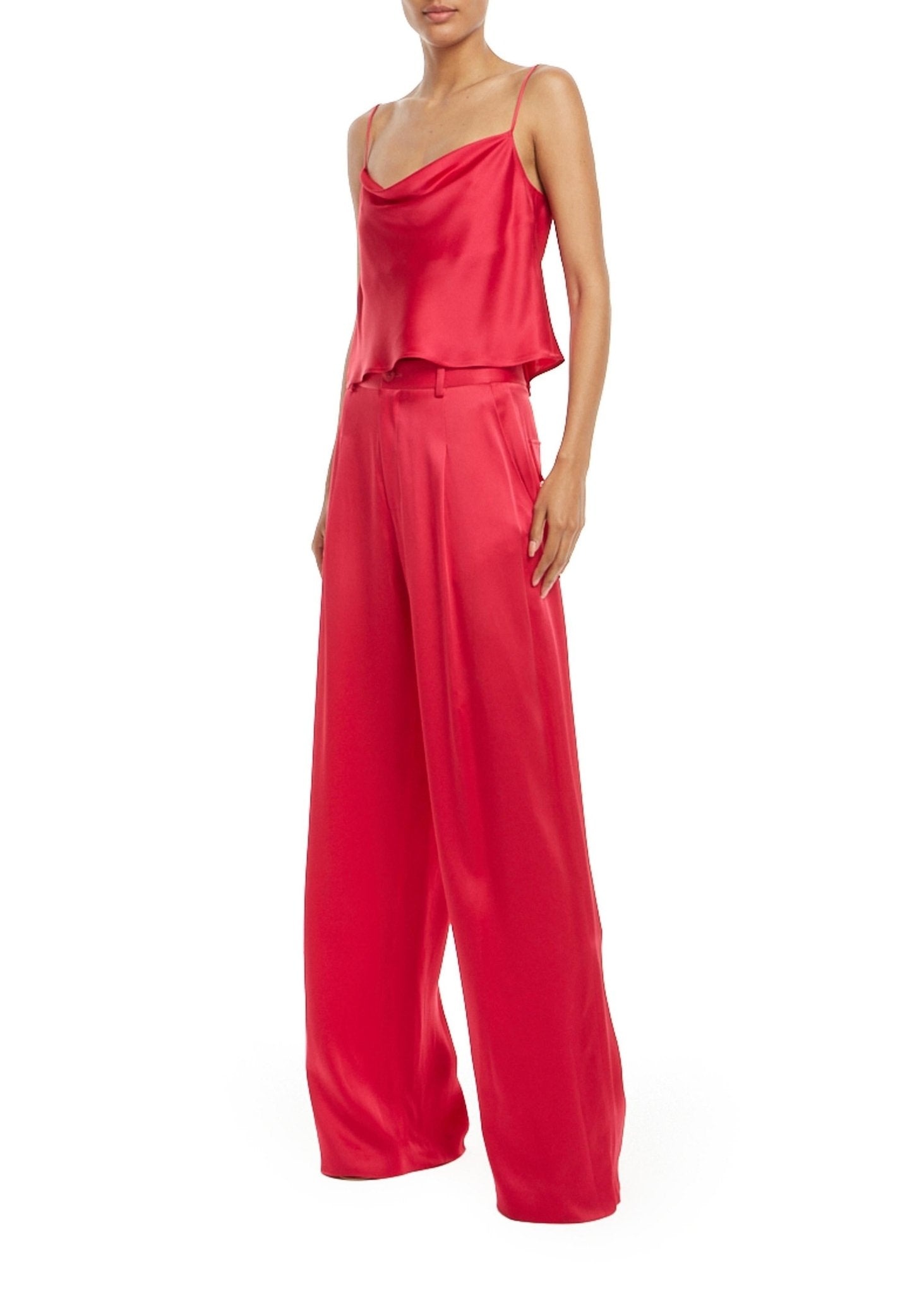 Satin Relaxed Pleated Pant - 3