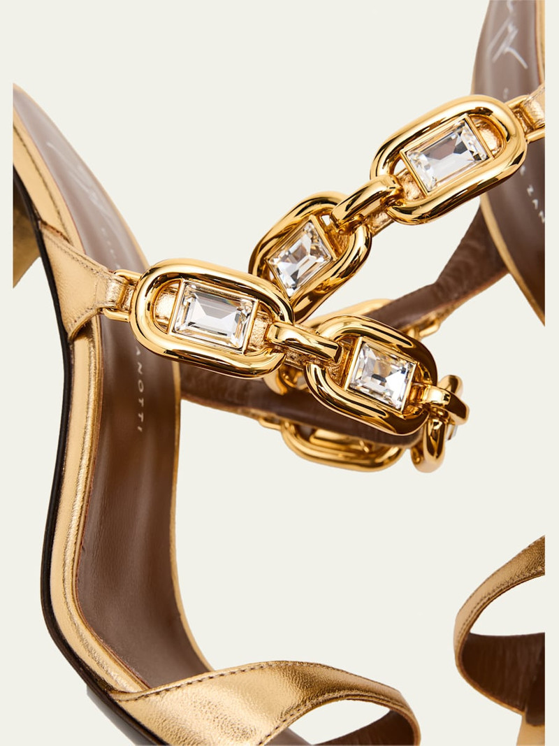 90mm Jewel Metallic Leather Sandals 3