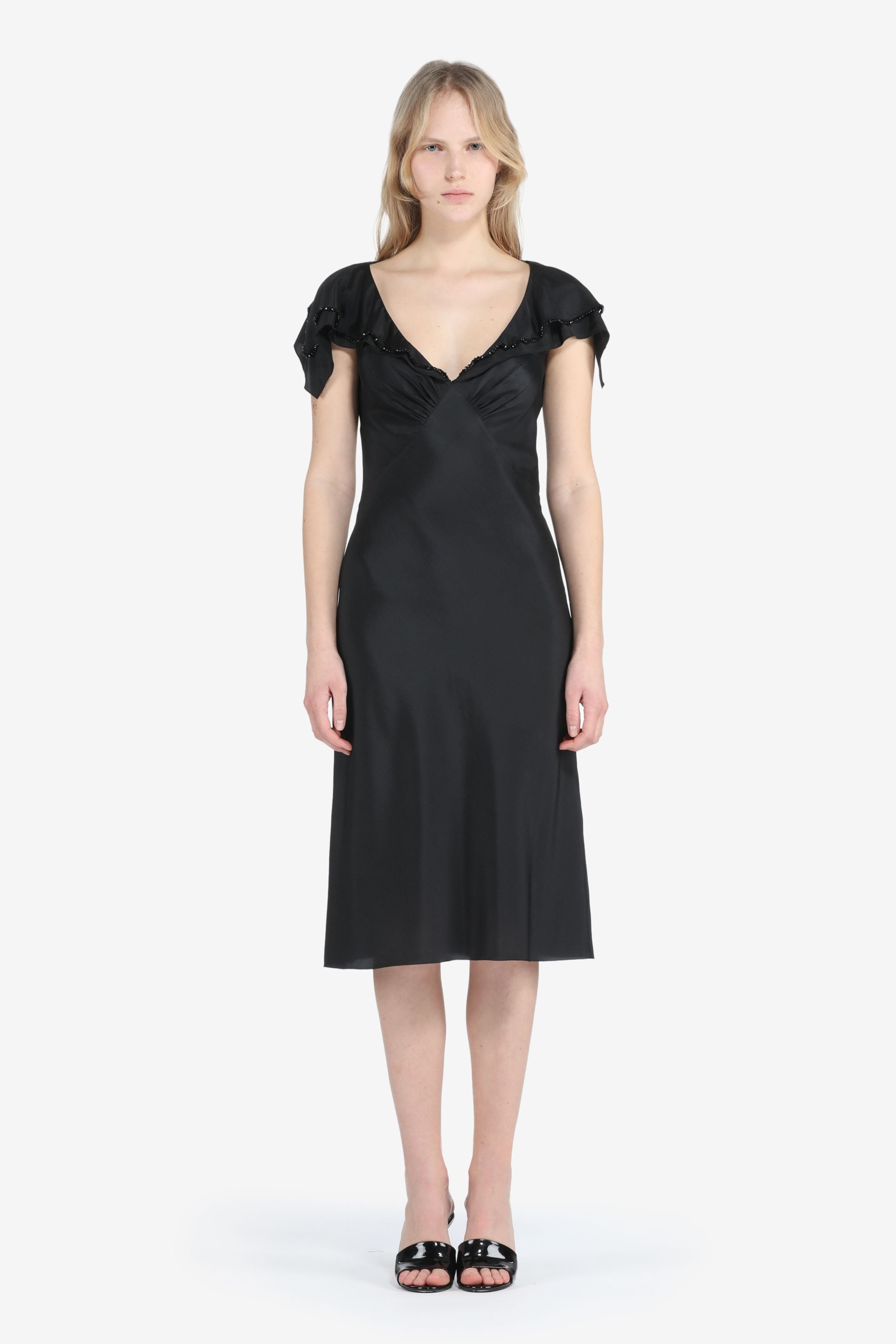 BEAD-EMBELLISHED SATIN DRESS - 1