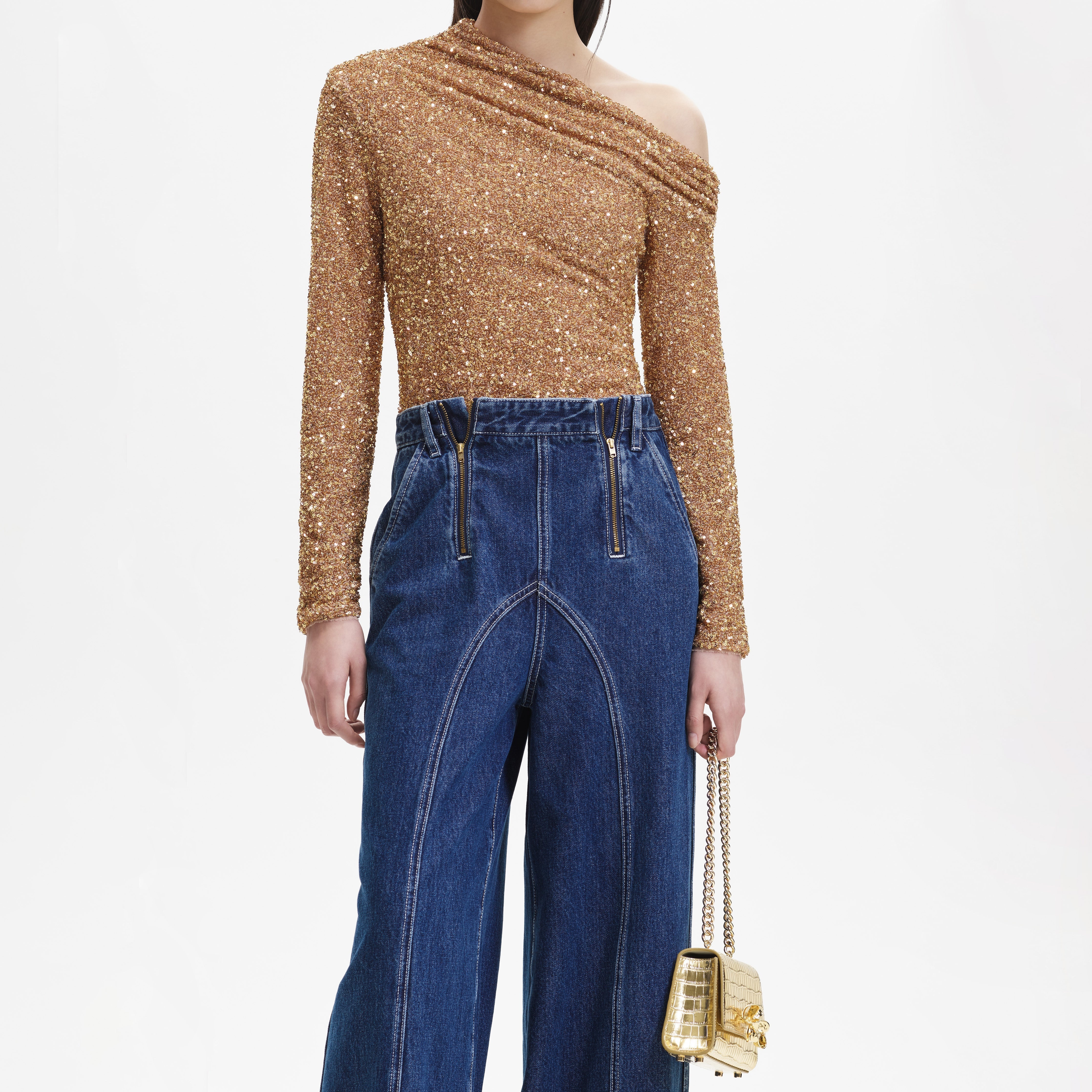 Gold Sequin Asymmetric Top - 4