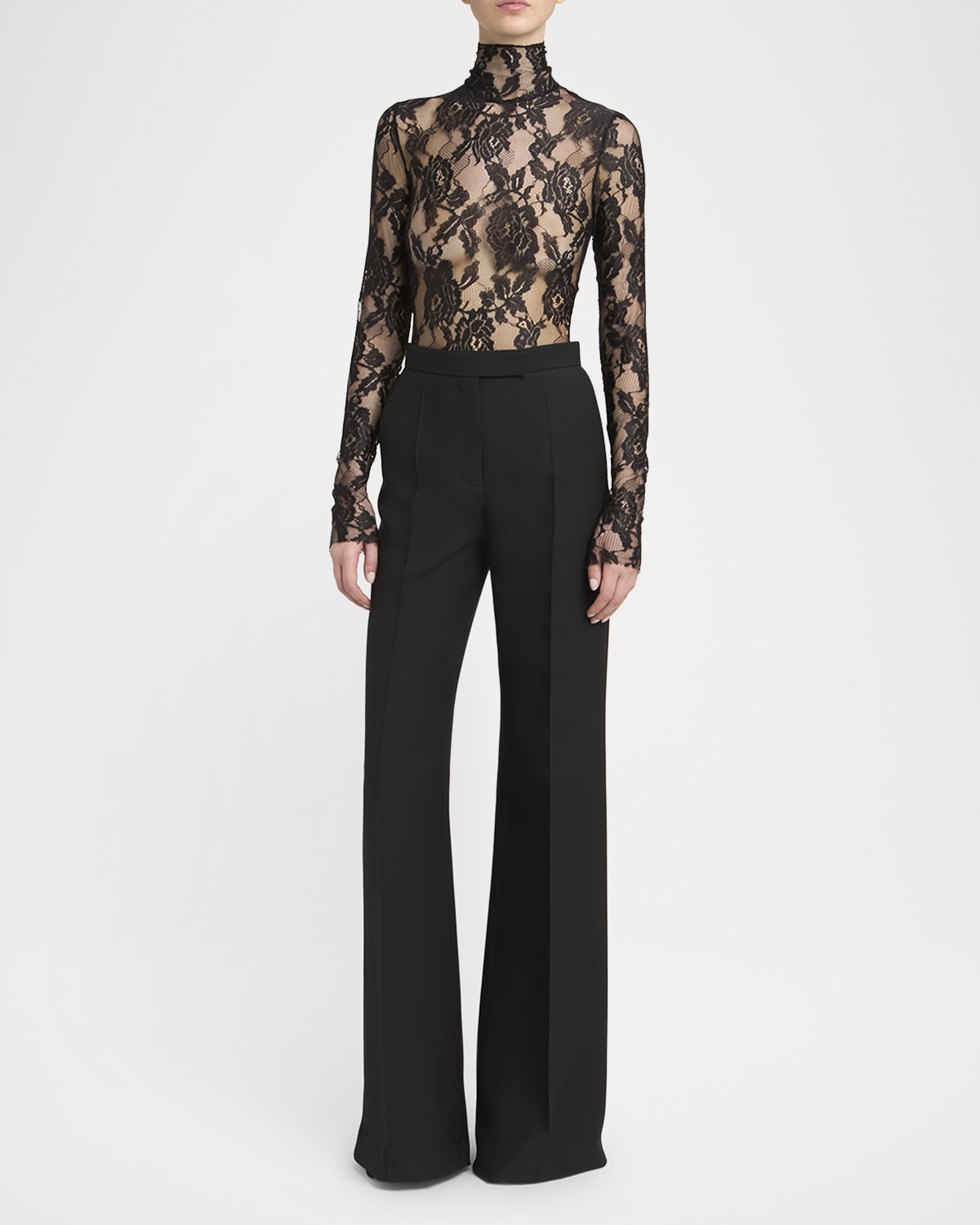 Turtleneck Long-Sleeve Lace Bodysuit - 2