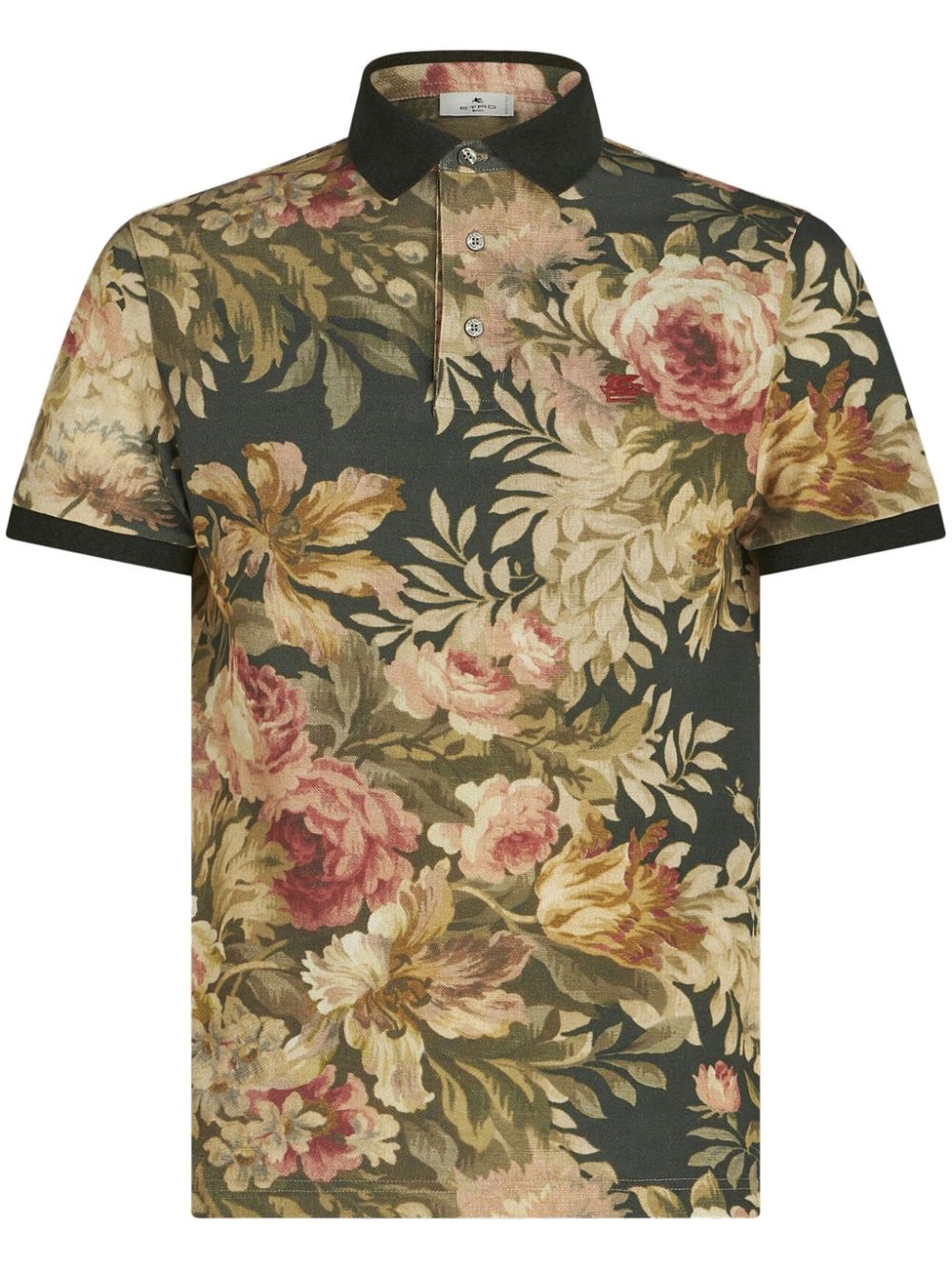 floral-print cotton polo shirt - 1