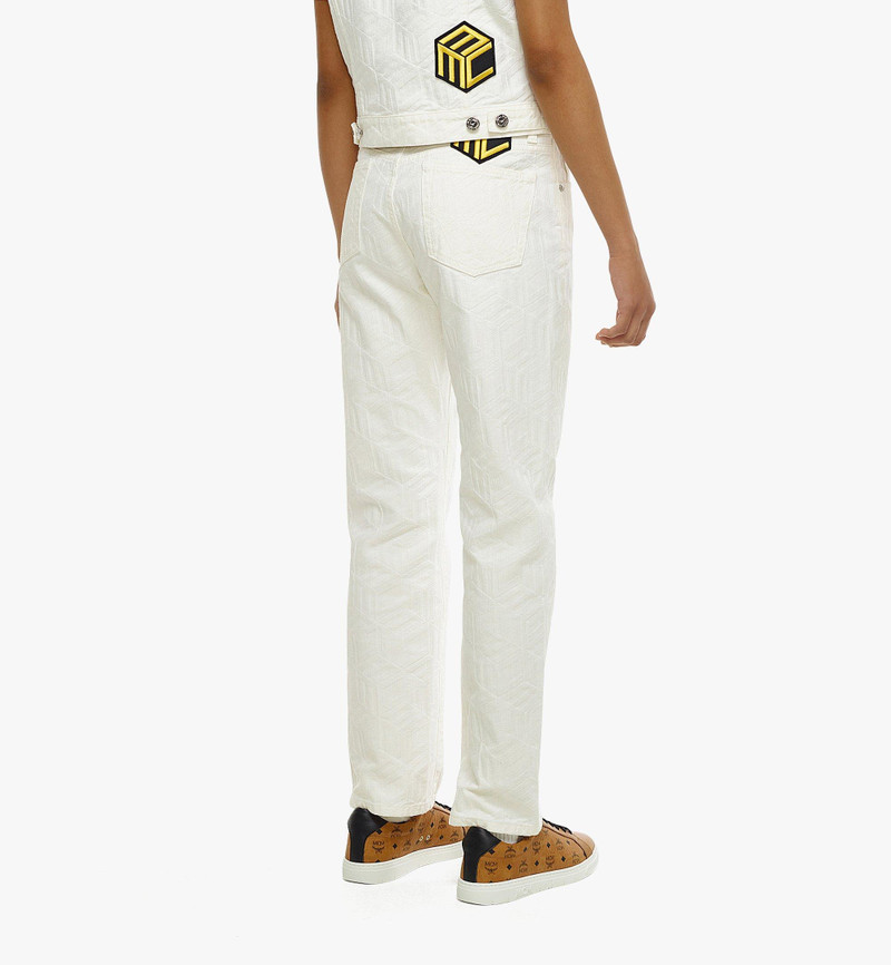 Women’s Cubic Monogram Jacquard Denim Jeans in Sustainable Cotton 4