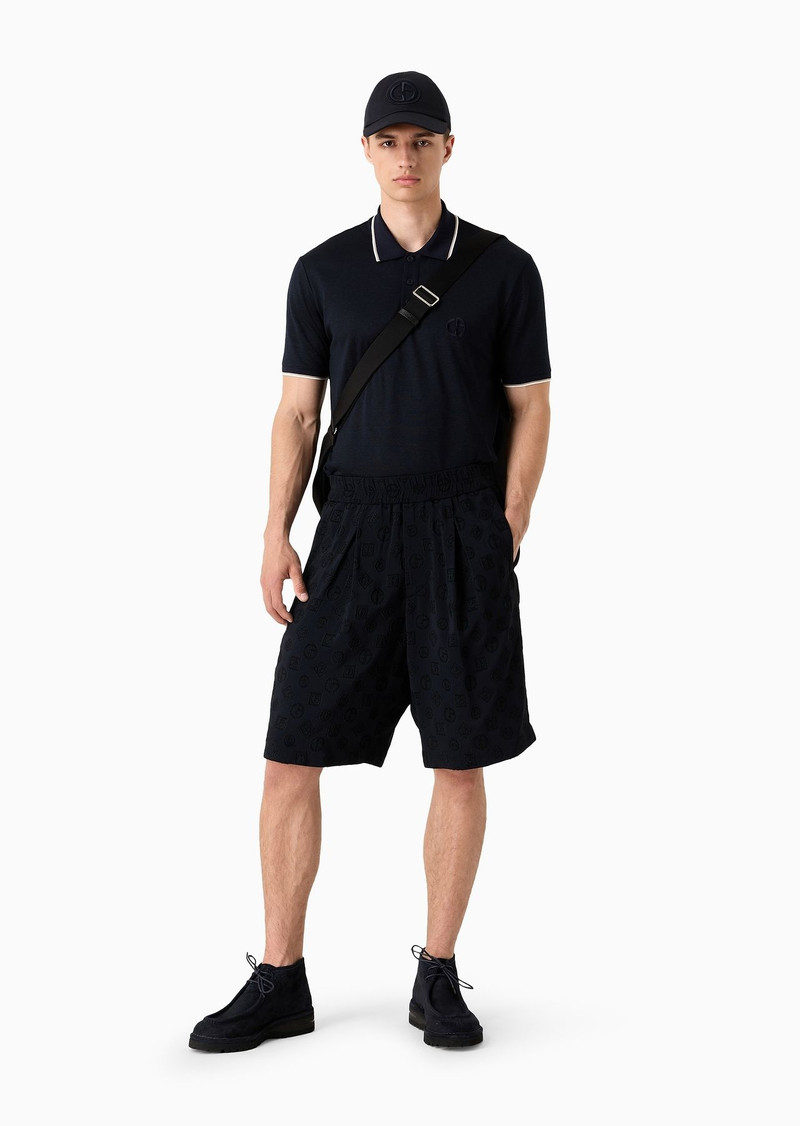GIORGIO ARMANI Short-sleeved polo shirt in silk, linen and cotton jersey outlook