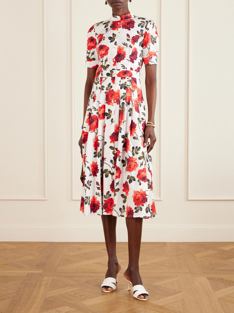 CAROLINA HERRERA Floral-print Cotton-blend Poplin Midi Dress outlook