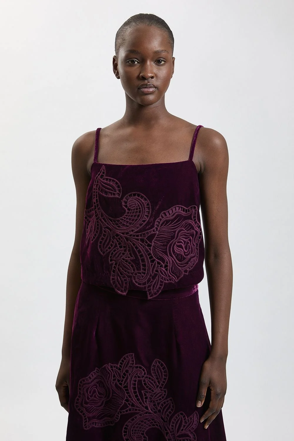 Velvet Cutwork Co-Ord Cami Top - 1