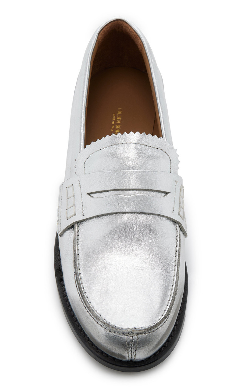 Golden Goose Jerry Metallic Leather Loafers silver outlook