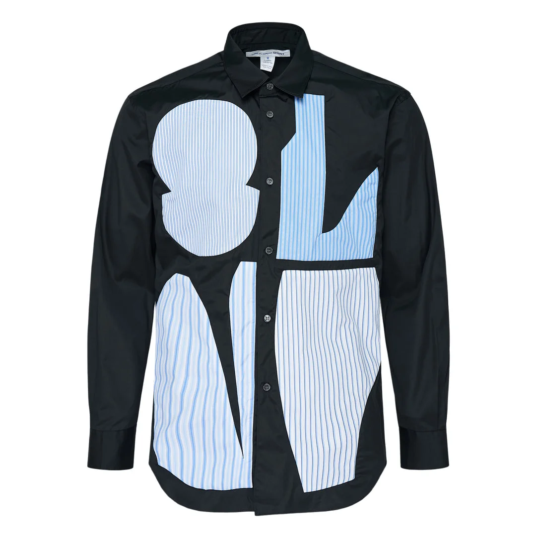 Abstract Patchwork Long Sleeve Shirt - 1