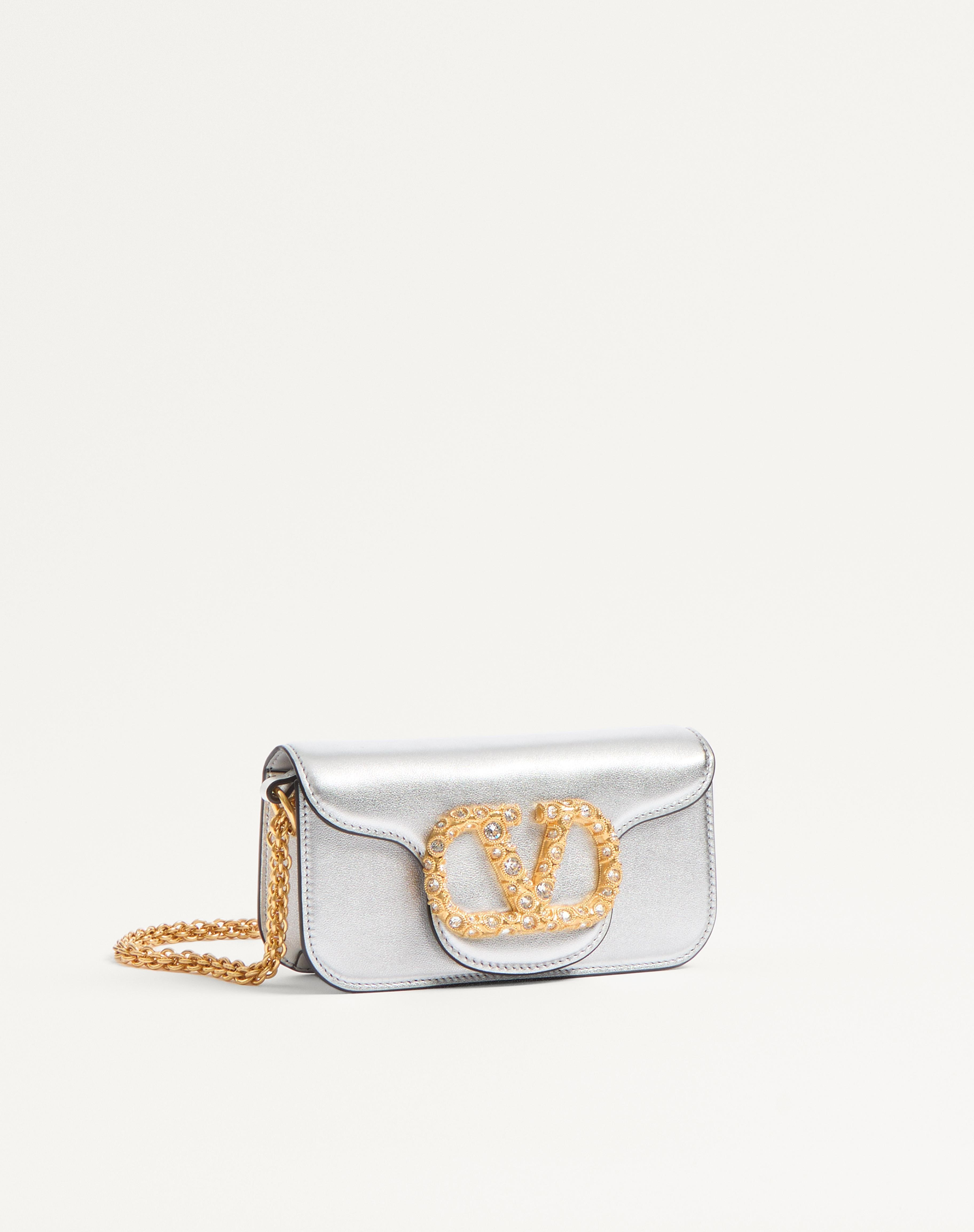 VALENTINO GARAVANI LOCÒ SMALL SHOULDER BAG IN LAMINATED CALFSKIN WITH JEWEL LOGO - 2