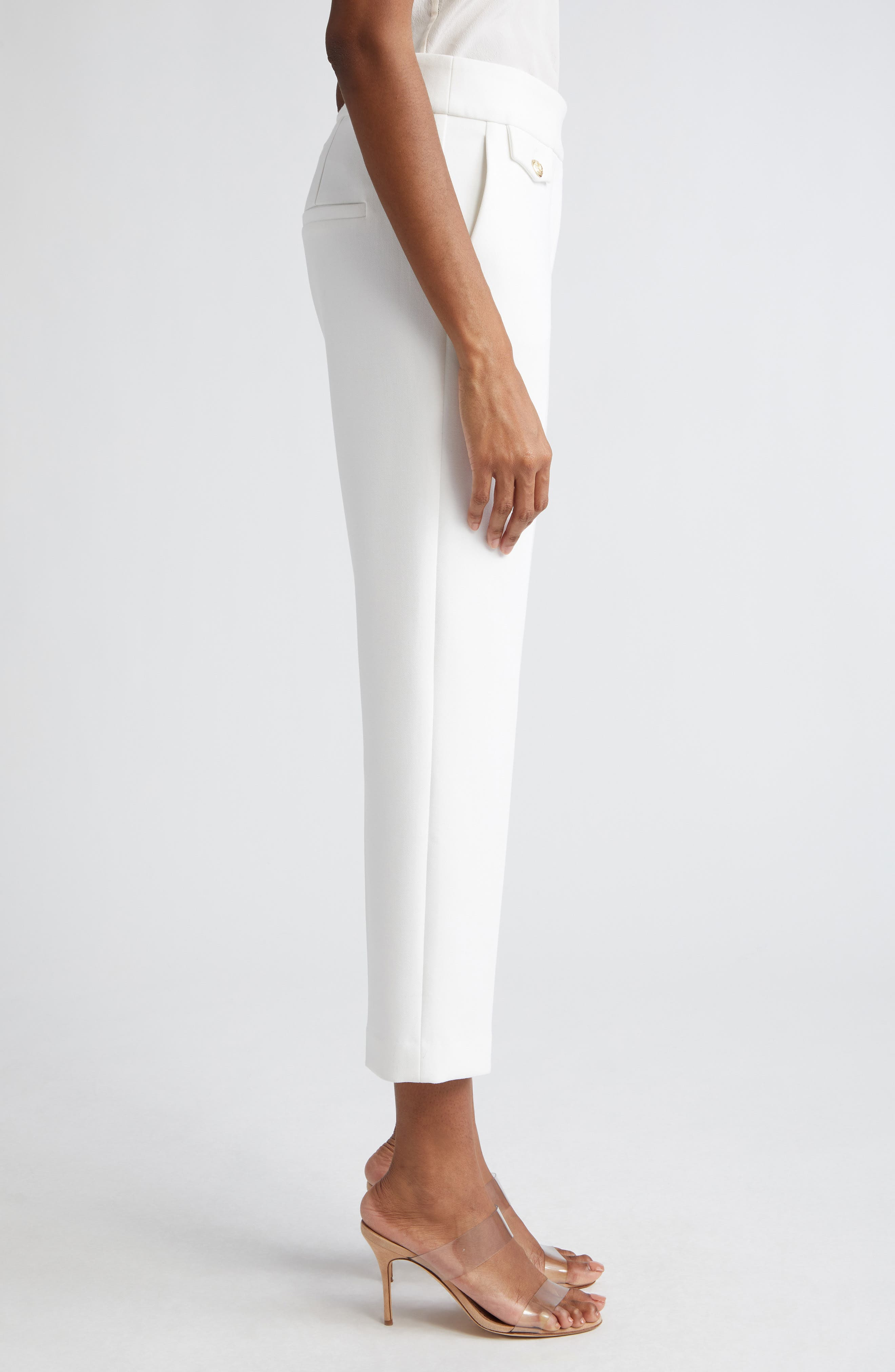 Veronica Beard Renzo Crop Pants in Off White/Gold at Nordstrom - 4