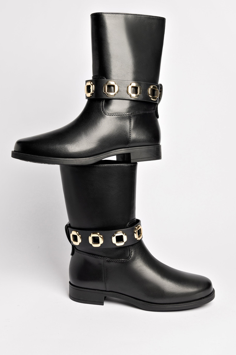 Milan Flat Bootie In Black Water Resistant Leather 6