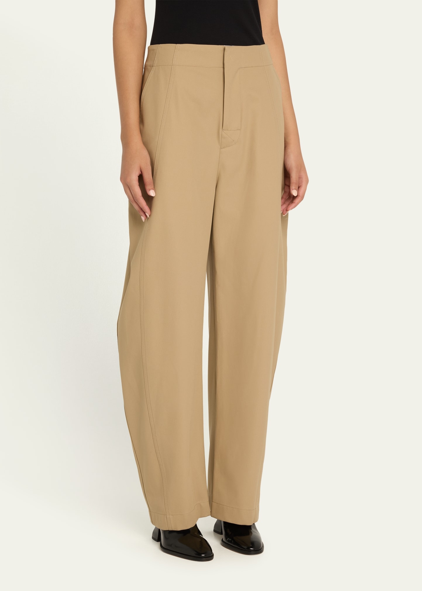Fluid Cotton Twill Wide Leg Trousers - 4