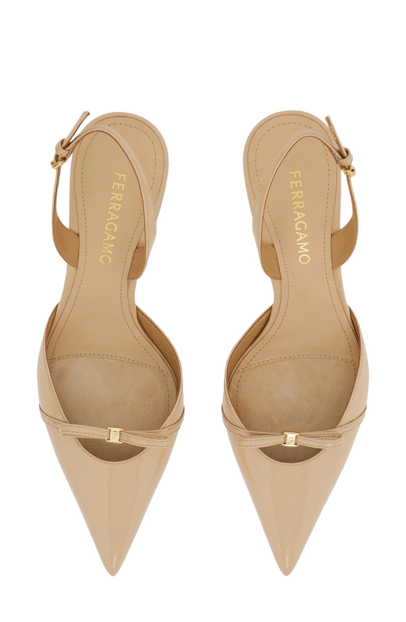 FERRAGAMO Gylla Pointed Toe Slingback Pump in Beige at Nordstrom - 5