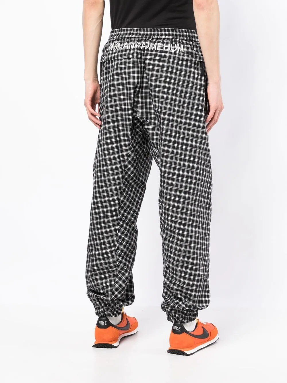 check-pattern embroidered track pants - 4