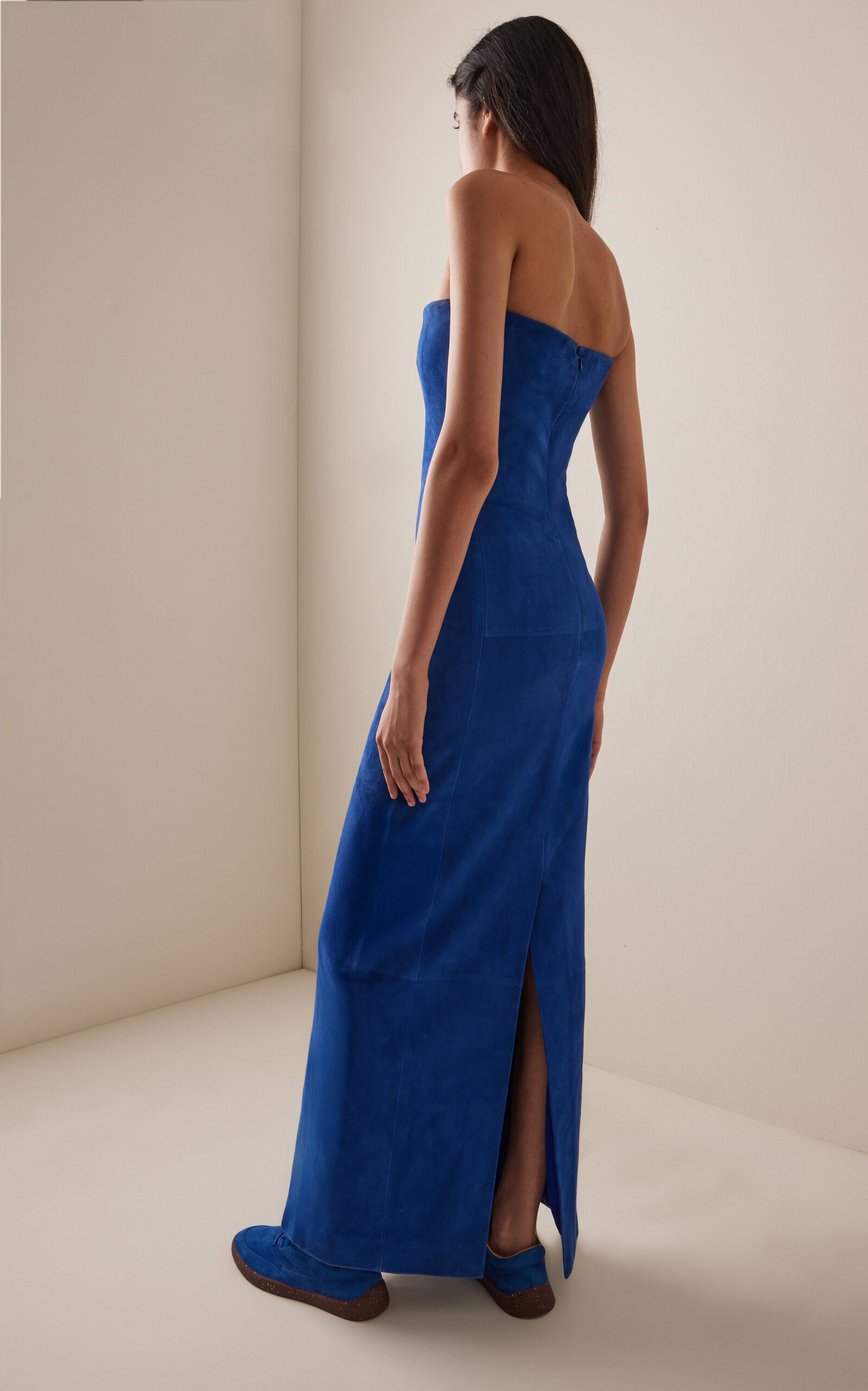 Ivara Strapless Suede Maxi Dress blue - 4