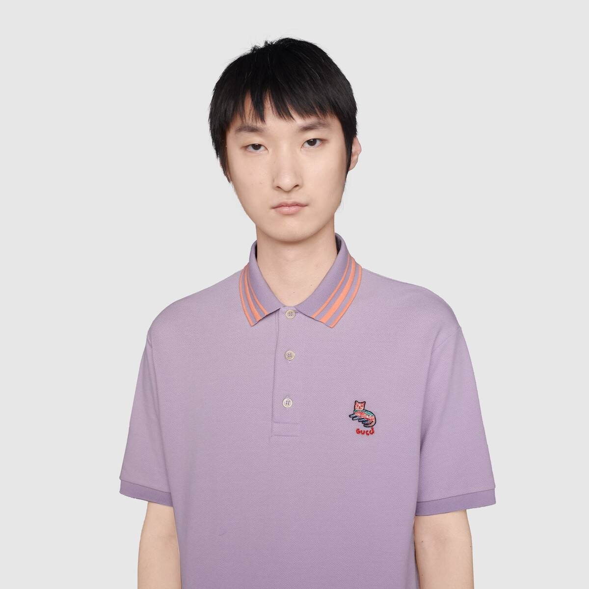 Cotton piquet polo with cat patch - 5