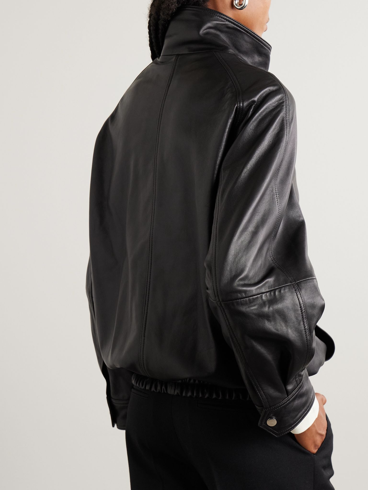 Ariste oversized paneled leather jacket Black - 4