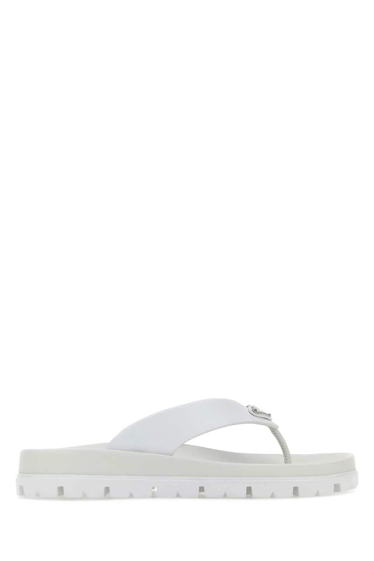 Prada Women White Rubber Thong Slippers - 1