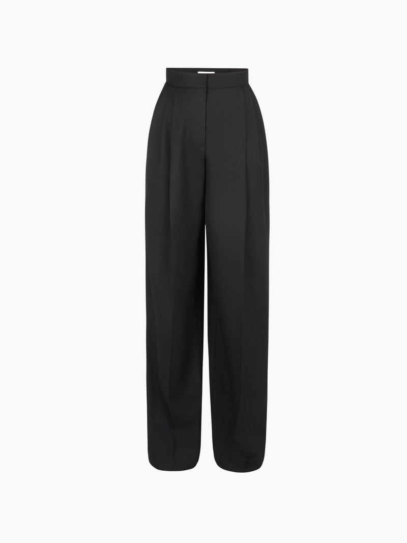 Wide-Leg Pleated Wool Gabardine Pants 5