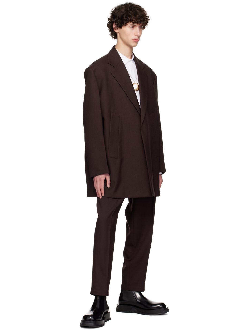 Burgundy Single-Breasted Blazer - 4